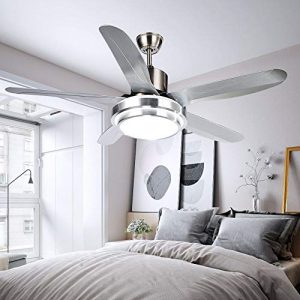 Luxurefan Led Simple Modern Ceiling Fan Light Durable Decoration for Modern Home Restaurant and 5 Premium Plastic Leaves and Elegant Frosted Shade Remote Mute Chandelier of 52Inch