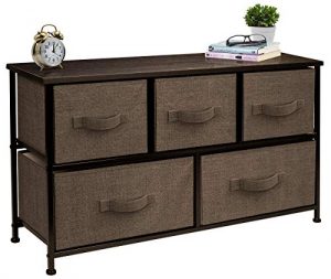 Sorbus Dresser with 5 Drawers - Furniture Storage Chest Tower Unit for Bedroom, Hallway, Closet, Office Organization - Steel Frame, Wood Top, Easy Pull Fabric Bins (Brown)