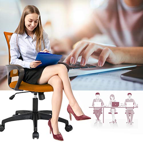 Home Office Chair, Ergonomic Desk Chair, Mesh Computer Chair House Workplace Chair Ergonomic Desk Chair Mesh Pc Chair with Lumbar Assist Armrest Govt Rolling Swivel Adjustable Mid Again Job Chair for Ladies Adults (Orange).