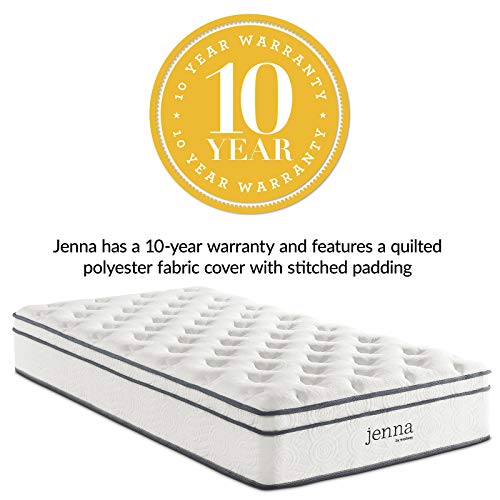 Modway Jenna 10” Quilted Pillow Top Twin Individually Encased Coil Modway Jenna 10” Quilted Pillow Prime Twin Individually Encased Coil Innerspring Mattress.