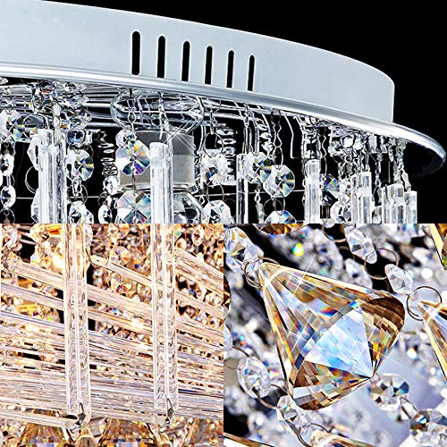 LITFAD Swirl Crystal Glass Flush Mount Ceiling Light Fixture LITFAD Swirl Crystal Glass Flush Mount Ceiling Gentle Fixture Trendy Luxurious Glowing Near Ceiling Gentle LED Chandelier for Bed room Residing Room Resort Bar - 23.5" (60 cm).