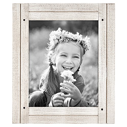Americanflat Picture Frame in Aspen White with Three Displays Textured MDF and Polished Glass for Wall and Tabletop - 8" x 10"