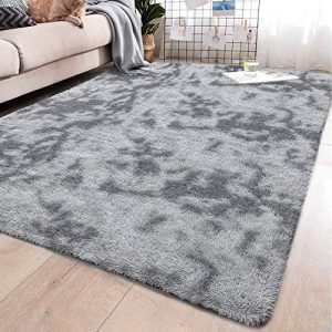 YJ.GWL Soft Indoor Large Modern Area Rugs Shaggy Fluffy Carpets Suitable for Living Room and Bedroom Nursery Rugs Abstract Accent Home Decor Rugs for Girls and Kids 5x8 Feet Grey