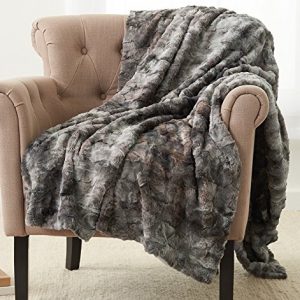 Pinzon Faux Fur Throw Blanket - 63 x 87 Inch, Frost Grey