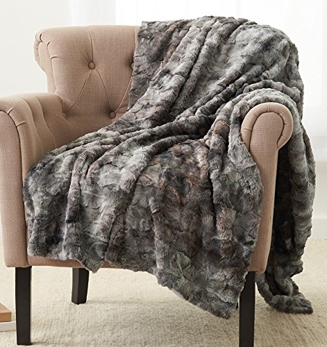 Pinzon Faux Fur Throw Blanket - 63 x 87 Inch, Frost Grey