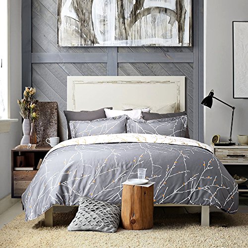 Bedsure Luxury Printed Duvet Cover Set Modern Microfiber Bedsure Luxurious Printed Quilt Cowl Set Trendy Microfiber with Zipper Closure and Nook Ties Gray Ivory Department Sample Full Queen Measurement 86x96 inches with Two Pillow Sham Delicate Distinctive.