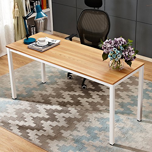 Need Computer Desk 63 inches Computer Table Writing Desk with BIFMA Certification Workstation Office Desk,Teak White AC3BW-160
