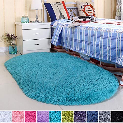 Noahas Ultra Soft 4.5cm Velvet Bedroom Rugs Kids Room Carpet Modern Shaggy Area Rugs Home Decor 2.6' X 5.3', Blue