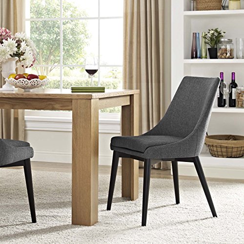 Dining Experience with Modway Viscount Mid-Century Modern Chair - Gray Fabric Elegance for Dining and More! 🪑✨ The fine upholstery in smooth polyester cloth not only enhances the aesthetic appeal but also adds a layer of comfort. Whether enjoying a meal, working at the desk, or simply lounging, the densely padded foam ensures a supportive and pleasant seating experience. The contemporary design, with minimalist lines and mid-century modern influences, makes this chair a versatile addition to any setting.