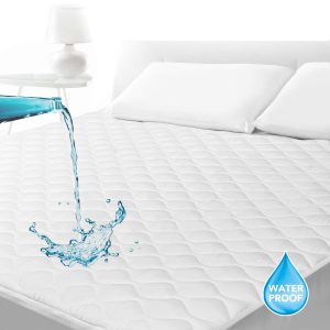 SLEEP ACADEMY Waterproof Quilted Mattress Pad King, Hypoallergenic, Smooth Soft Mattress Protector Breathable, Fitted 18" Deep, Vinyl Free