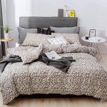 mixinni Leopard Print Duvet Cover Set, 3 Pieces Duvet Cover Set 100% Natural Cotton Queen/Full Quality Luxury Bedding with Pillow Shams, Ultra Soft & Easy Care(3pcs, Queen Size)