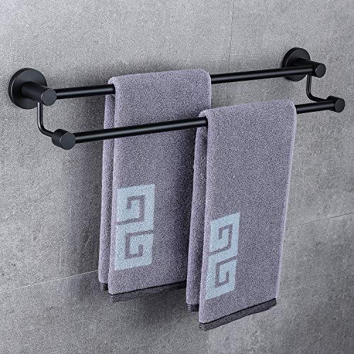 24 Inch Bathroom Double Towel Bars Towel Holder Hanger Matte Black Guarantee: Vendor Lifetime Guarantee