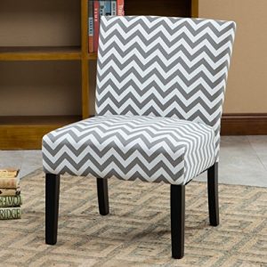 Roundhill Furniture Botticelli Grey Wave Print Fabric Armless Contemporary Accent Chair, Single