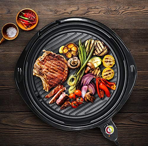 Maxi-Matic Large Indoor Electric Nonstick Grilling Surface Maxi-Matic Giant Indoor Electrical Nonstick Grilling Floor, Quicker Warmth Up, Ideally suited Low-Fats Meals, Straightforward To Clear Design, Consists of Glass Lid, 14" Spherical B.