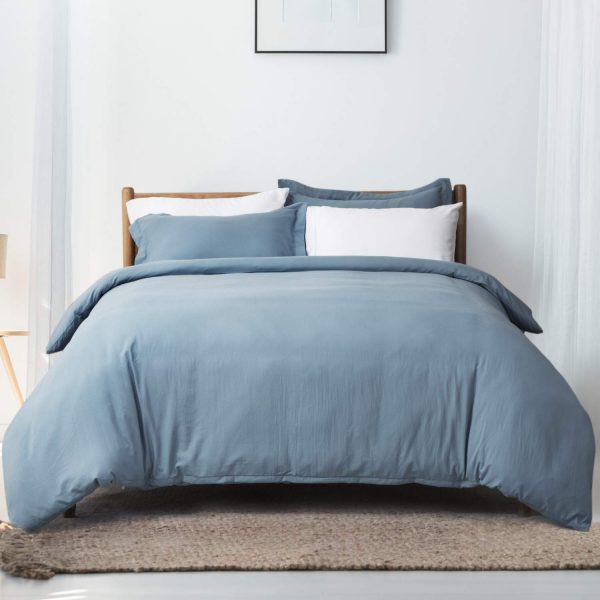 Bedsure Grayish Blue Duvet Cover Set King Size Soft Duvet Cover with Zipper 3 Pieces Microfiber Bedding Set