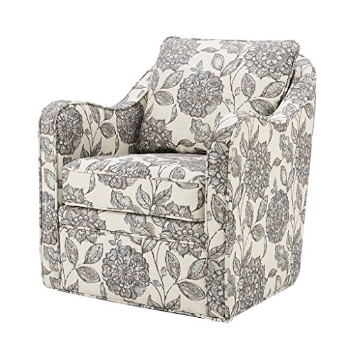 Madison Park Brianne Swivel Chair - Solid Wood, Plywood, Metal Base Accent Armchair Modern Classic Style Family Room Sofa Furniture, Multi