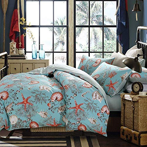 Brandream Luxury Nautical Bedding Designer, Beach Themed Bedding Sets Brandream Luxurious Nautical Bedding Designer Seaside Themed Bedding Units 3-Piece 100% Cotton Cover Cowl Set Bedding Set King Dimension 800TC(Sheets Bought Individually).