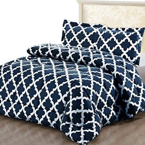 Utopia Bedding Printed Comforter Set (King/Cal King, Navy) with 2 Pillow Shams - Luxurious Brushed Microfiber - Down Alternative Comforter - Soft and Comfortable - Machine Washable