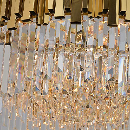 MEELIGHTING Gold Plated Luxury Modern Crystal Chandelier MEELIGHTING Gold Plated Luxurious Trendy Crystal Chandelier Lighting Up to date Raindrop Chandeliers Pendant Ceiling Lights Fixture for Eating Room Dwelling Room Lodge Bed room W21.6".