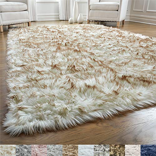 GORILLA GRIP Original Premium Faux Fur Area Rug, Soft Living Room Area Rug, 5 FT x 7 FT, Bedroom Floor Rugs, Softest Feeling Carpet, Best Touch, Luxury Modern Room Décor, Rectangle, Frosted Tips Brown