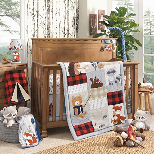 Lambs & Ivy Little Campers 5-Piece Crib Bedding Set - Blue, Red, Gray, Beige
