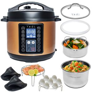 Yedi 9-in-1 Total Package Instant Programmable Pressure Cooker, 6 Quart, Deluxe Accessory kit, Recipes, Pressure Cook, Slow Cook, Rice Cooker, Yogurt Maker, Egg Cook, Sauté, Steamer, Copper
