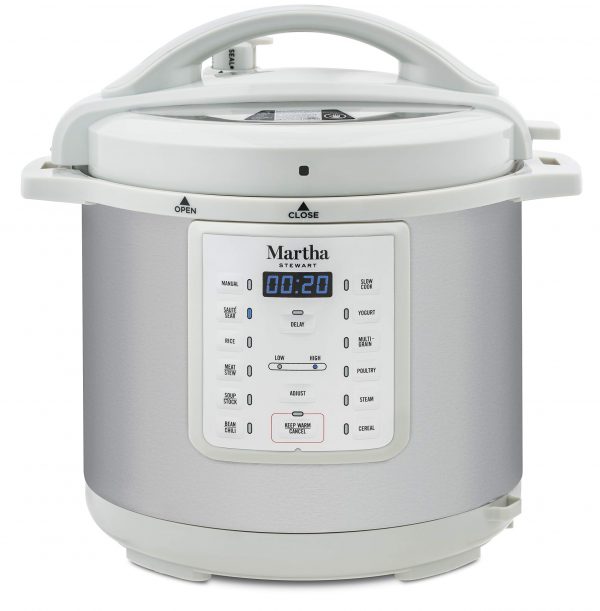 Martha Stewart 8 Qt 7-in-1 Everything Pressure Cooker, Programmable Slow Cooker, Rice Cooker, Steamer, Sauté and Sear, Cake Maker, Egg Cooker, Yogurt Maker, with Warmer and Delay