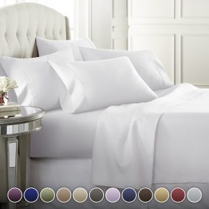 Danjor Linens 6 Piece Hotel Luxury Soft 1800 Series Premium Bed Sheets Set, Deep Pockets, Hypoallergenic, Wrinkle & Fade Resistant Bedding Set(Queen, White)