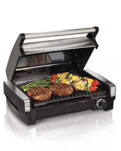 Hamilton Beach 25360 Indoor Searing Grill with Removable Easy-to-Clean Nonstick Plate, Extra-Large Drip Tray, Stainless Steel (Renewed)