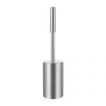 Dullrout Toilet Brush and Holder, Silver Stainless Steel Toilet Bowl Brush Holder with Long Handle for Any Bathroom, Modern Toilet Brush with Lid, Deep Cleaning, Light and Sturdy