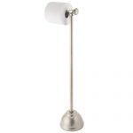 mDesign Decorative Metal Toilet Paper Holder Stand and Dispenser for Bathroom and Powder Room - Holds Mega Rolls - Satin