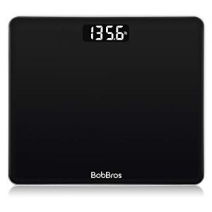 BobBros Digital Body Weight Scale, Bathroom Scale Smart with Step-on Technology, High Precision Weight Loss Monitor, 400 Pounds Black