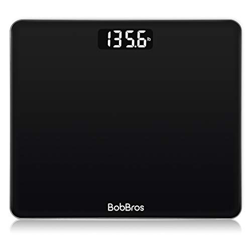 BobBros Digital Body Weight Scale, Bathroom Scale Smart with Step-on Technology, High Precision Weight Loss Monitor, 400 Pounds Black