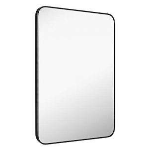 MIRROR TREND Large Metal Framed Wall Mirror for Bathroom Living Room Bedroom Hall and Entryway. (24x36-Inch, Black Flat Framed)