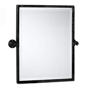 TEHOME Black Metal Framed Pivot Rectangle Bathroom Mirror Tilting Beveled Vanity Mirrors for Wall 23'' x 24'' inches