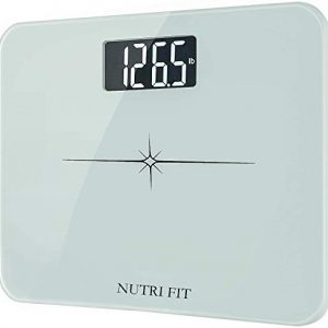 NUTRI FIT High Precision Digital Body Weight Bathroom Scale with Ultra Wide Platform and Easy-to-Read Backlit LCD, 400 Pounds Elegant White (14’’ x12”), KG ONLY