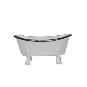 Foreside Home & Garden Black Distressed Rim White Enamel Bathtub Soap Dish