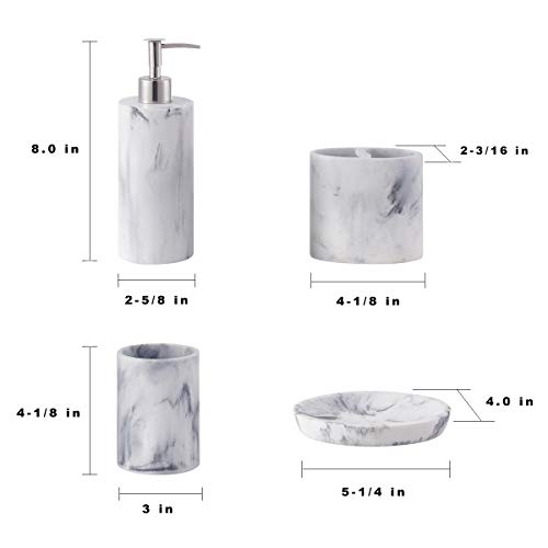 ZCCZ Bathroom Accessories Set Complete, 4 Piece ZCCZ Rest room Equipment Set Full, 4 Piece Marble Sample Rest room Units Equipment Toothbrush Holder Set Tub Equipment Set with Cleaning soap Dispenser, Toothbrush Holder, Tumbler, Cleaning soap Dish.