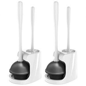 MR.SIGA Toilet Plunger and Bowl Brush Combo for Bathroom Cleaning, White, 2 Sets