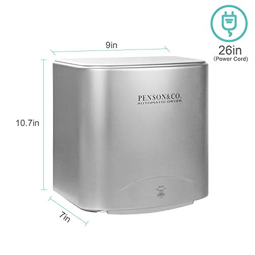 PowerPress Automatic Commercial Hand Dryer for Bathroom PowerPress AHD-2001-00 Automated Business Hand Dryer for Rest room Excessive Velocity 95m/s, Prompt Warmth &amp; Dry, Tremendous Quiet, Brushed Silver.