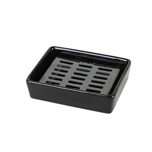 E.Palace Ceramic Soap Dish Stainless Steel Holder for Bathroom and Shower Double Layer Draining Soap Box (Black Ceramic Chrome)