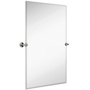 Hamilton Hills Large Pivot Rectangle Mirror with Polished Chrome Wall Anchors | Silver Backed Adjustable Moving & Tilting Wall Mirror |  24" x 36" Inches