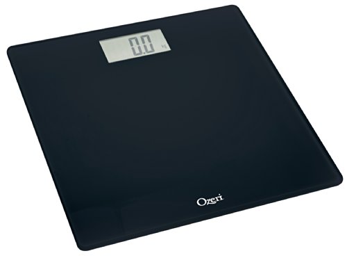 Ozeri Precision Digital Bath Scale (400 Lbs Edition), in Tempered Glass With Step-On Activation, Black, Large