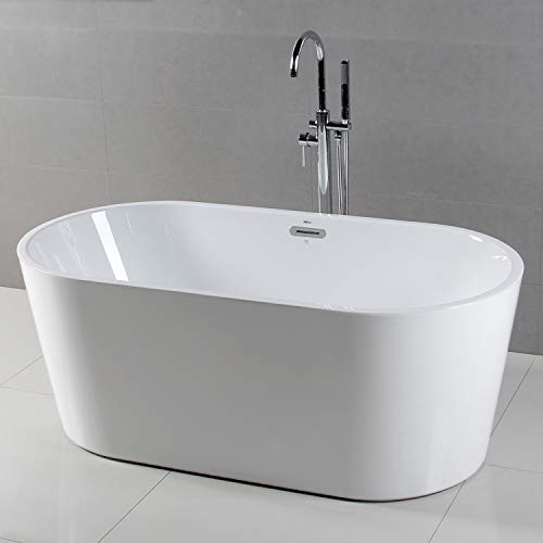 FerdY 59" Freestanding Bathtub, Classic Oval Shape Acrylic FerdY 59" Freestanding Bathtub, F-0522 Traditional Oval Form Acrylic freestanding tub Fashionable White, cUPC Licensed, Drain &amp; Overflow Meeting Included.