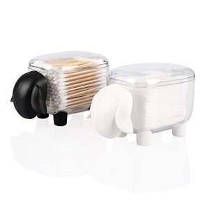 Agirlvct 2 Pack Cotton Ball Holder with Lid, Acrylic Bathroom Vanity Storage Organizer Holder Canister Apothecary Jars for Qtip and Swab Floss Dispenser Makeup Bedroom Birthday Gift for Girl(Sheep)