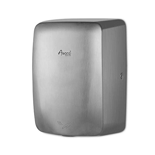 Awoco Compact Stainless Steel Automatic High Speed Commercial Hand Dryer, 1350W 120V UL Listed, 1 Year Warranty (Compact)