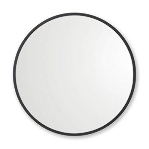 Better Bevel 24” x 24” Black Rubber Framed Round Mirror
