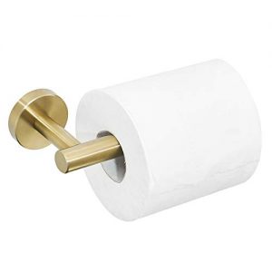 BATHSIR Luxury Brushed Gold Toilet Paper Holder, Round Base Stainless Steel Paper Roll Holder Bathroom Accessories, Wall Mount