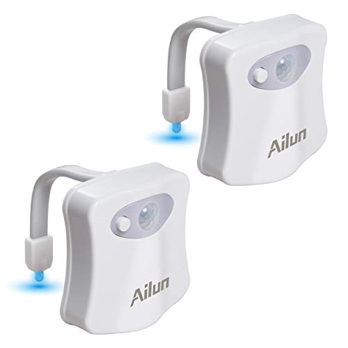 Toilet Night Light 2Pack by Ailun Motion Activated LED Light 8 Colors Changing Toilet Bowl Nightlight for Bathroom Battery Not Included Perfect Decorating Combination Along with Water Faucet Light