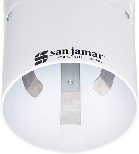 San Jamar Small Pull Type Water Cup Dispenser with White Sand Throat San Jamar C4180 Small Pull Kind Water Cup Dispenser with White Sand Throat, Suits 3oz to 4-1/2oz Cone and 3oz to 5oz Flat Cup Measurement, 2-1/4" to 2-7/8" Rim, 16" Tube Size, White.